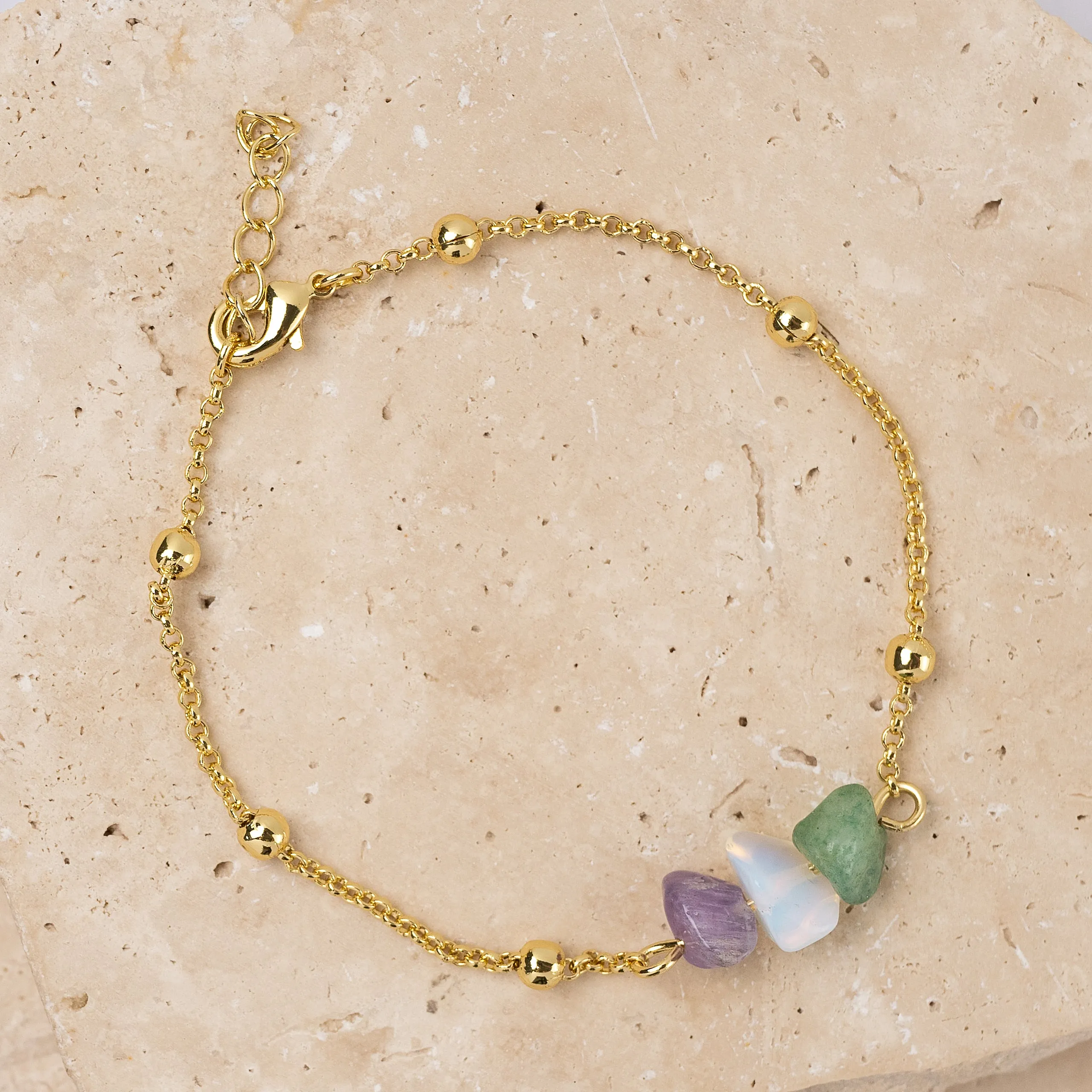 Ava 14k gold plated natural stone bracelet