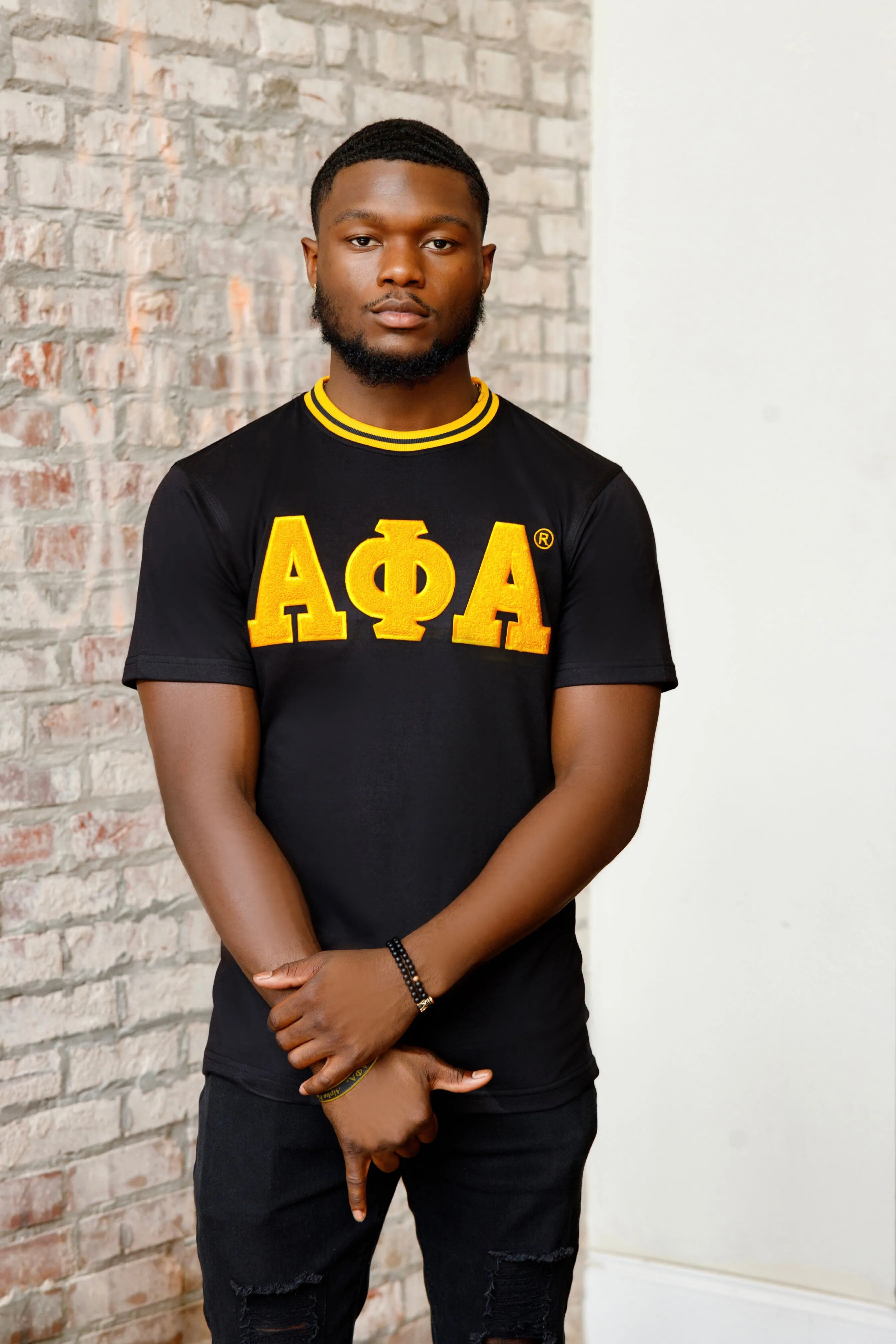 Black & Gold AΦΑ Chenille Tee