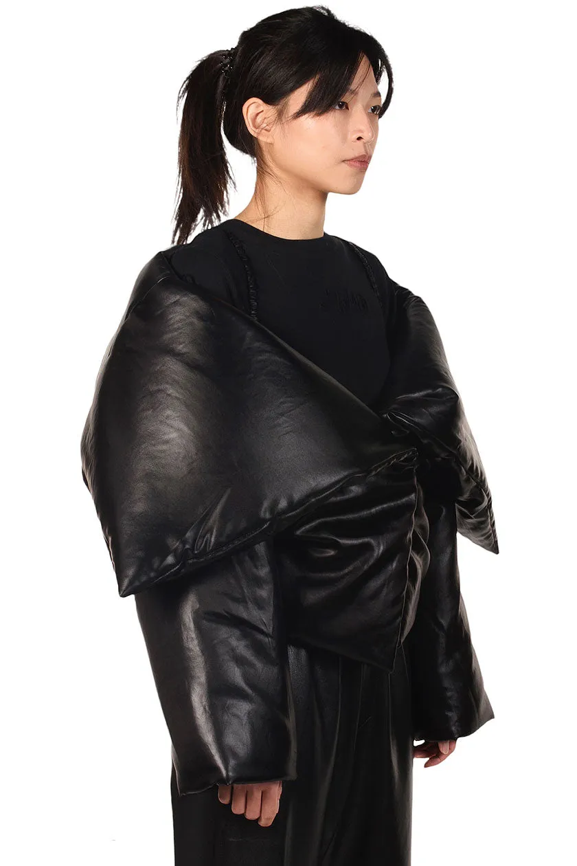 Black Slip Satin Puffer Jacket