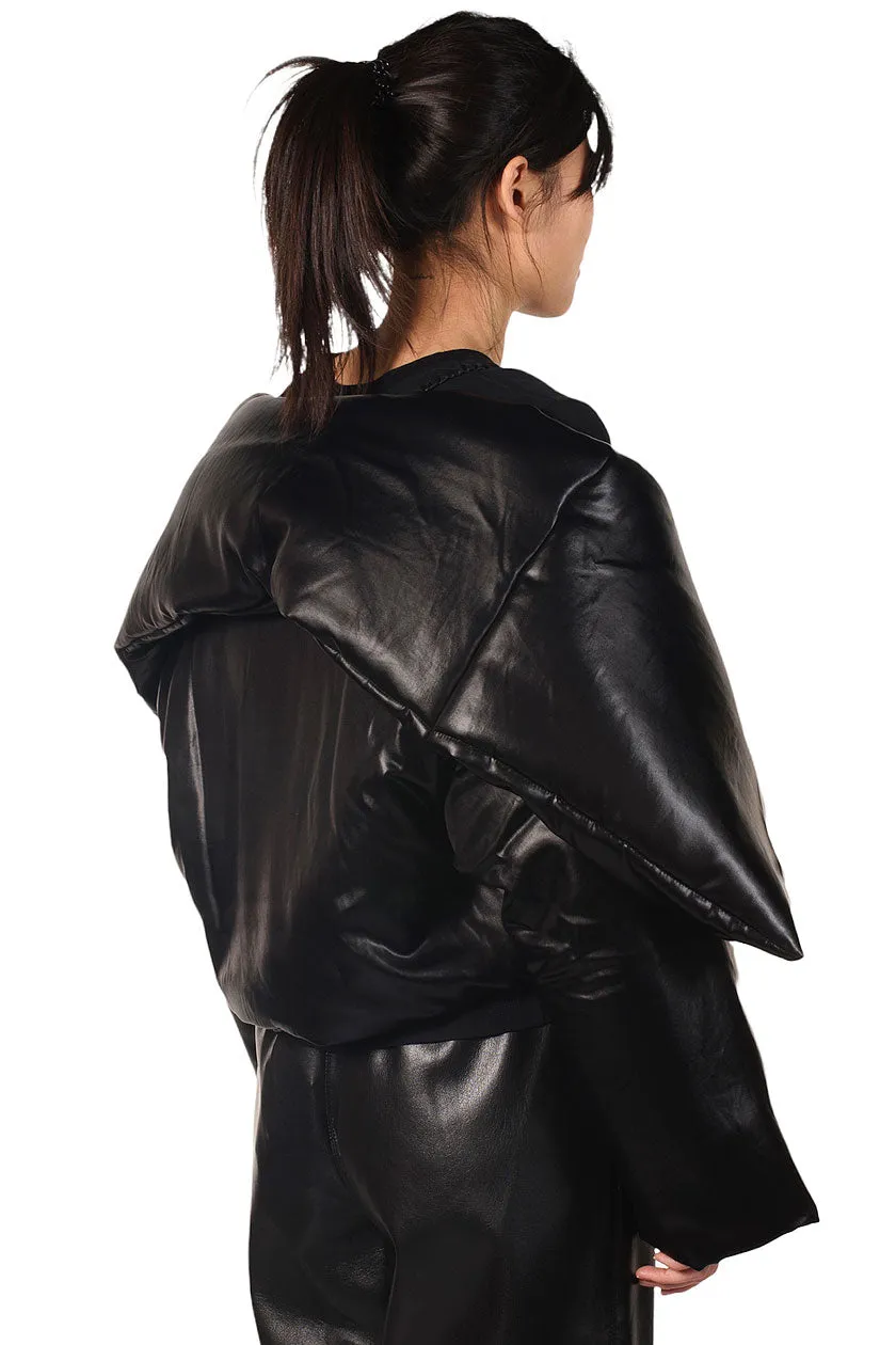 Black Slip Satin Puffer Jacket