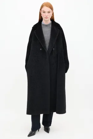 Black Wool Teddy Fur Trim Coat