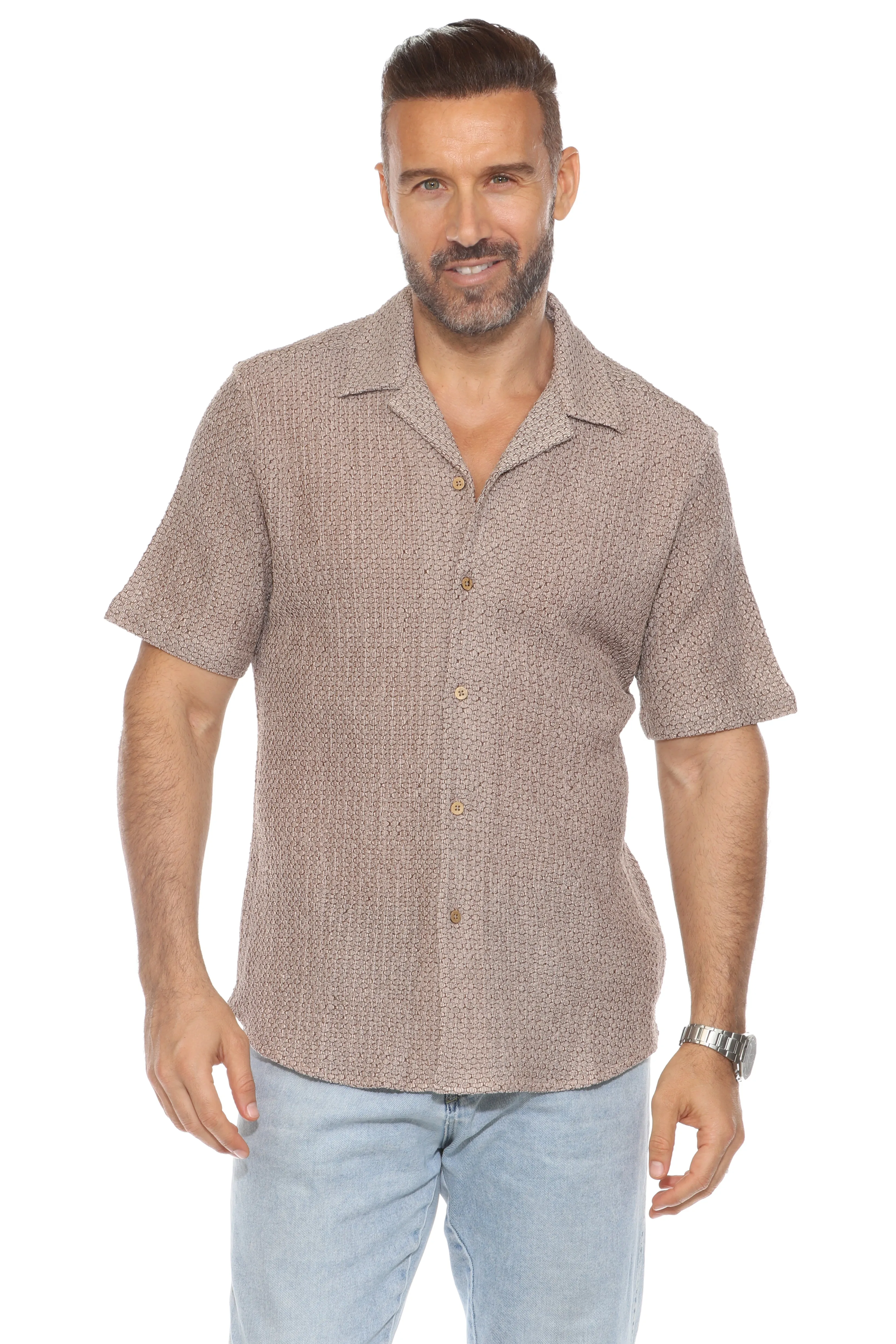 Casual Cable Knit Button Up Shirt