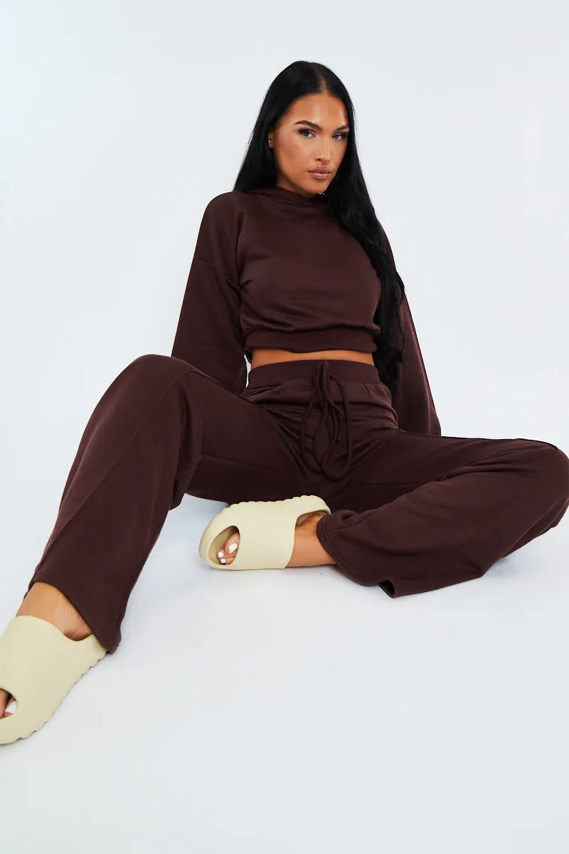 Chocolate Seam Front Wide Leg Joggers - Wren