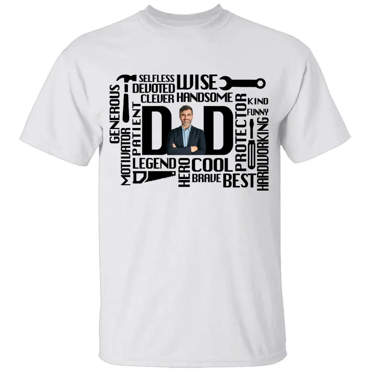 Dad The Man The Legend Definition Word Art Photo - Personalized Unisex T-shirt, Sweater, Hoodie