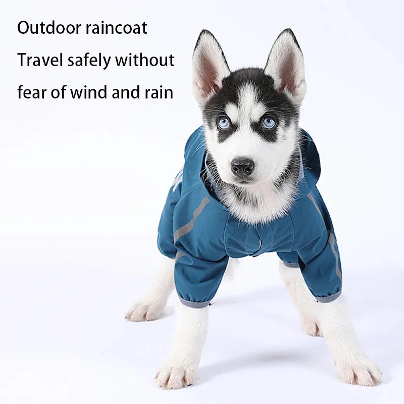 Dog Raincoat with Hood for Puppy - Small to Medium Dogs Solid Clothes - Reflective Pet Cats Outwear - Four-Legged Solid Jacket