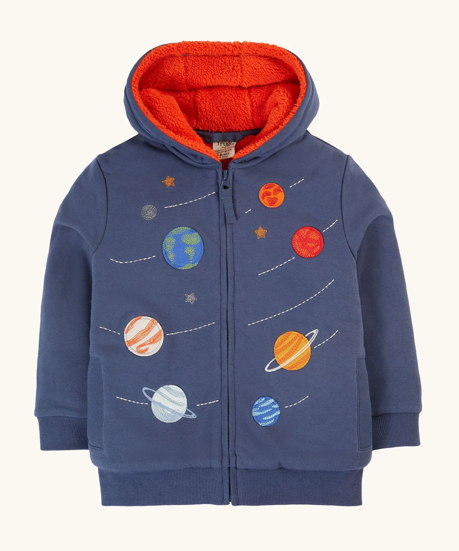 Frugi Ted Fleece Lined Hoody - Navy Blue/Planets