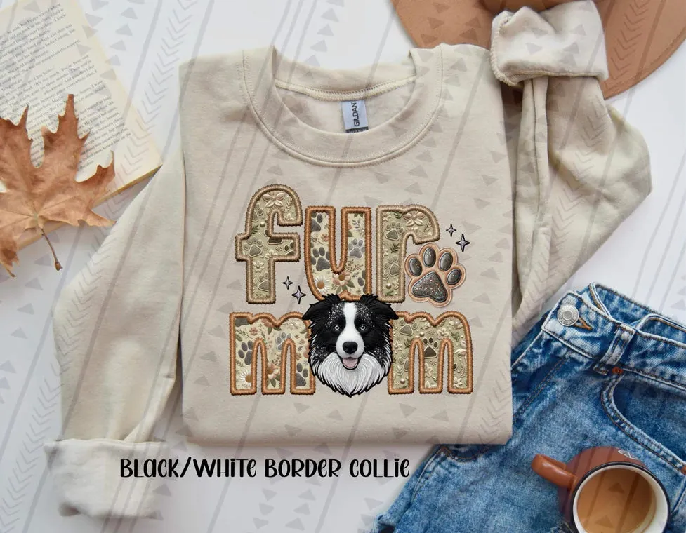 Fur Mom Border Brown or Black Collie Dog Sweatshirt  - Natural Stone