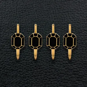 Gold & Black Enamel Cufflinks & Shirt Stud Set