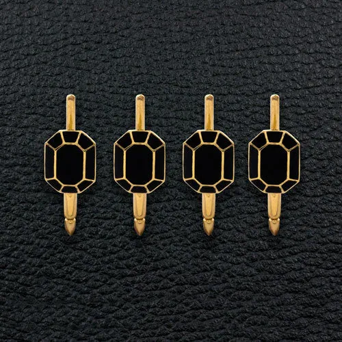 Gold & Black Enamel Cufflinks & Shirt Stud Set