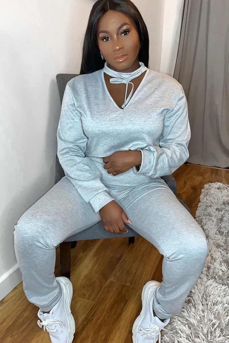 Grey Cut Out Loungewear Set - Adaia