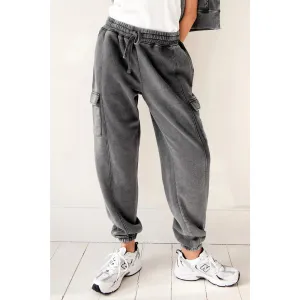 Grey Washed Utility Cargo Joggers