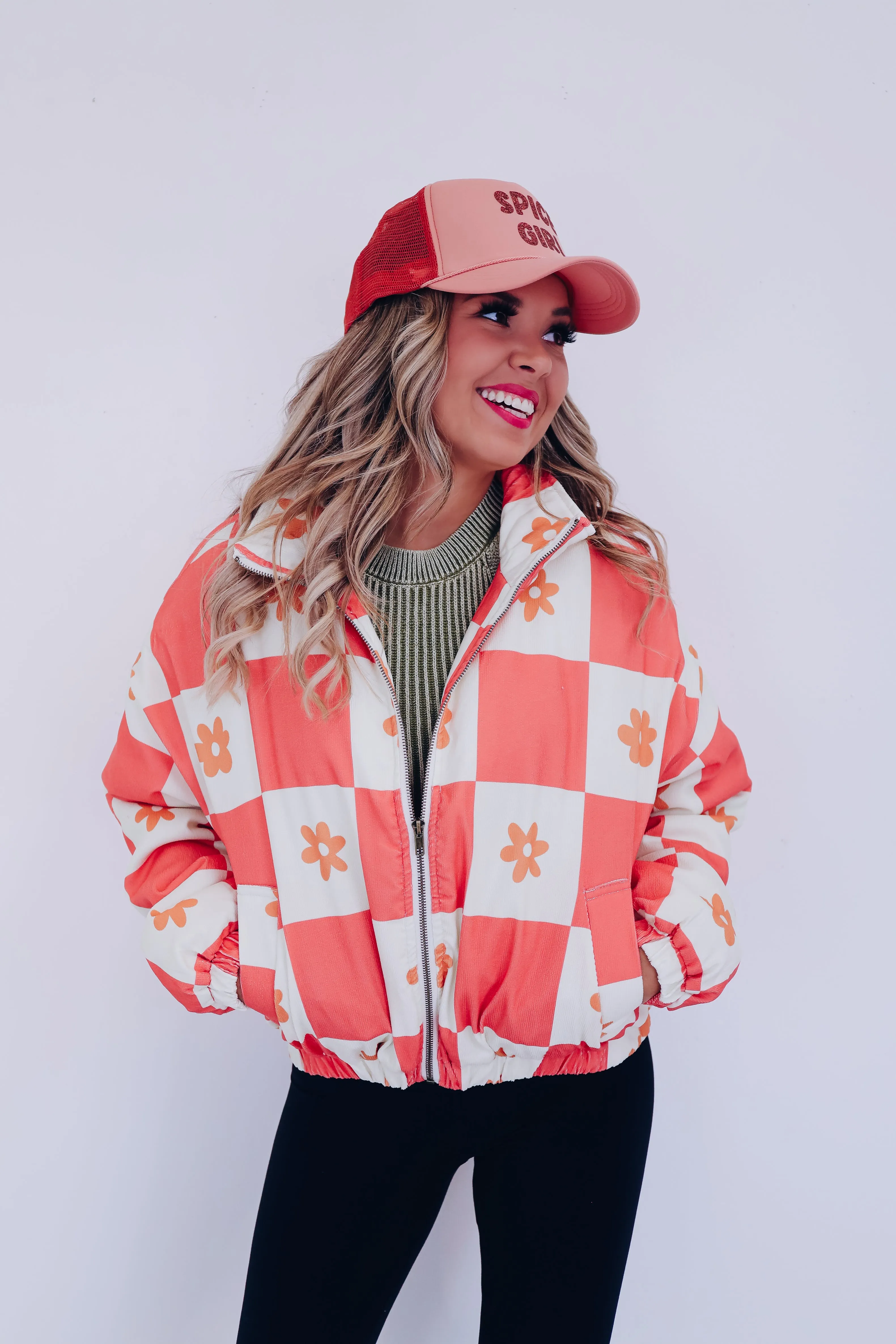 Ida Corduroy Puffer Jacket - Orange