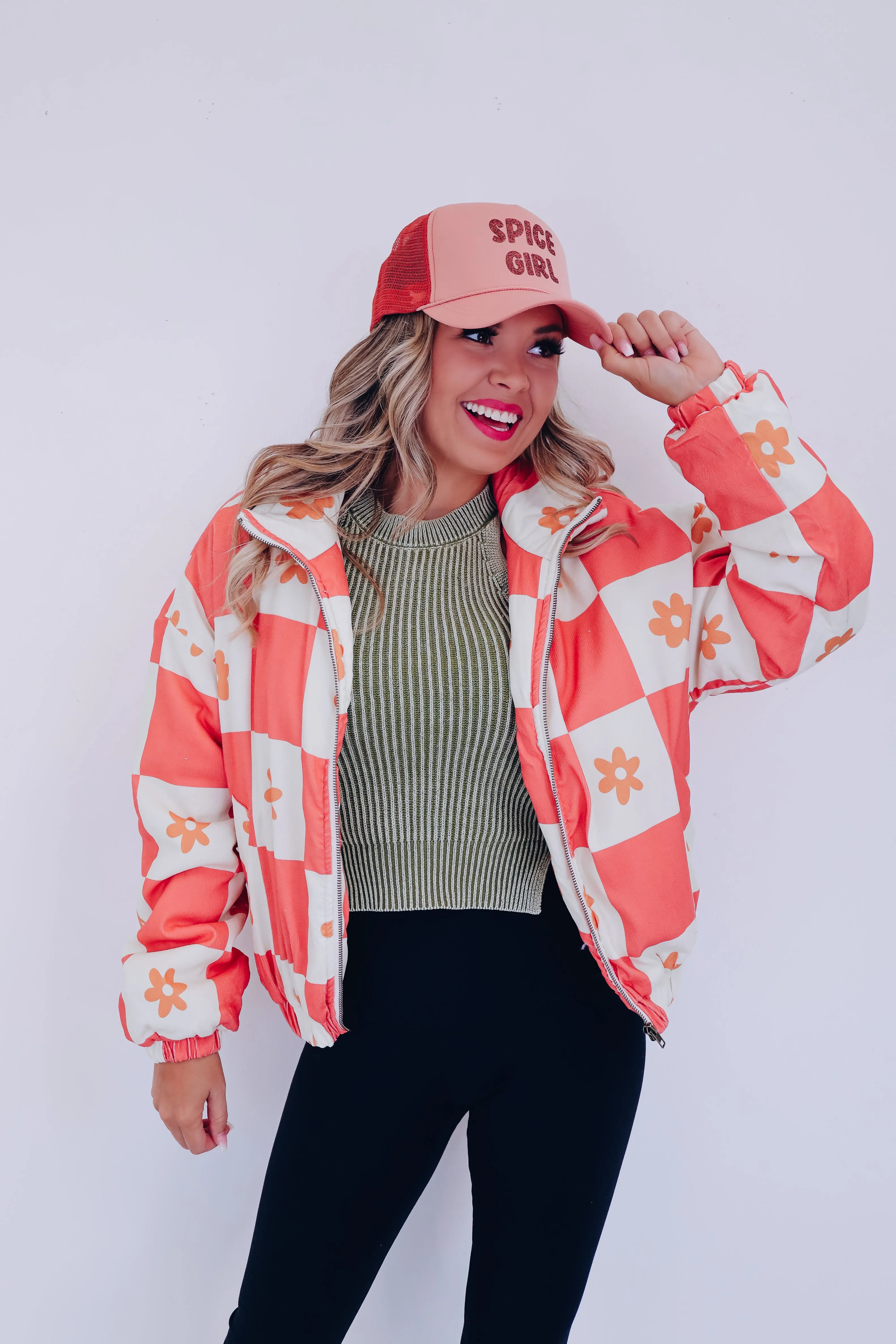 Ida Corduroy Puffer Jacket - Orange