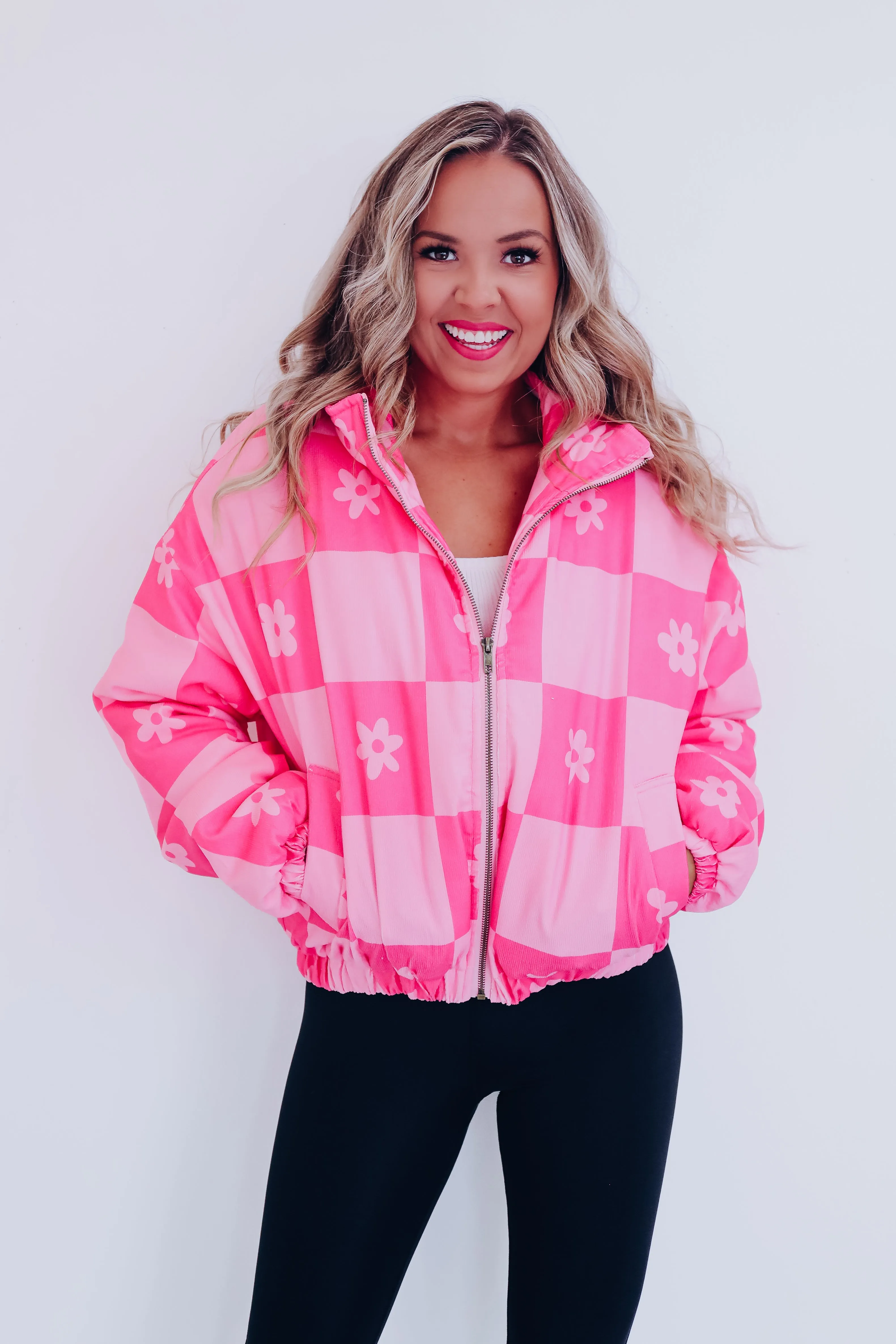 Ida Corduroy Puffer Jacket - Pink