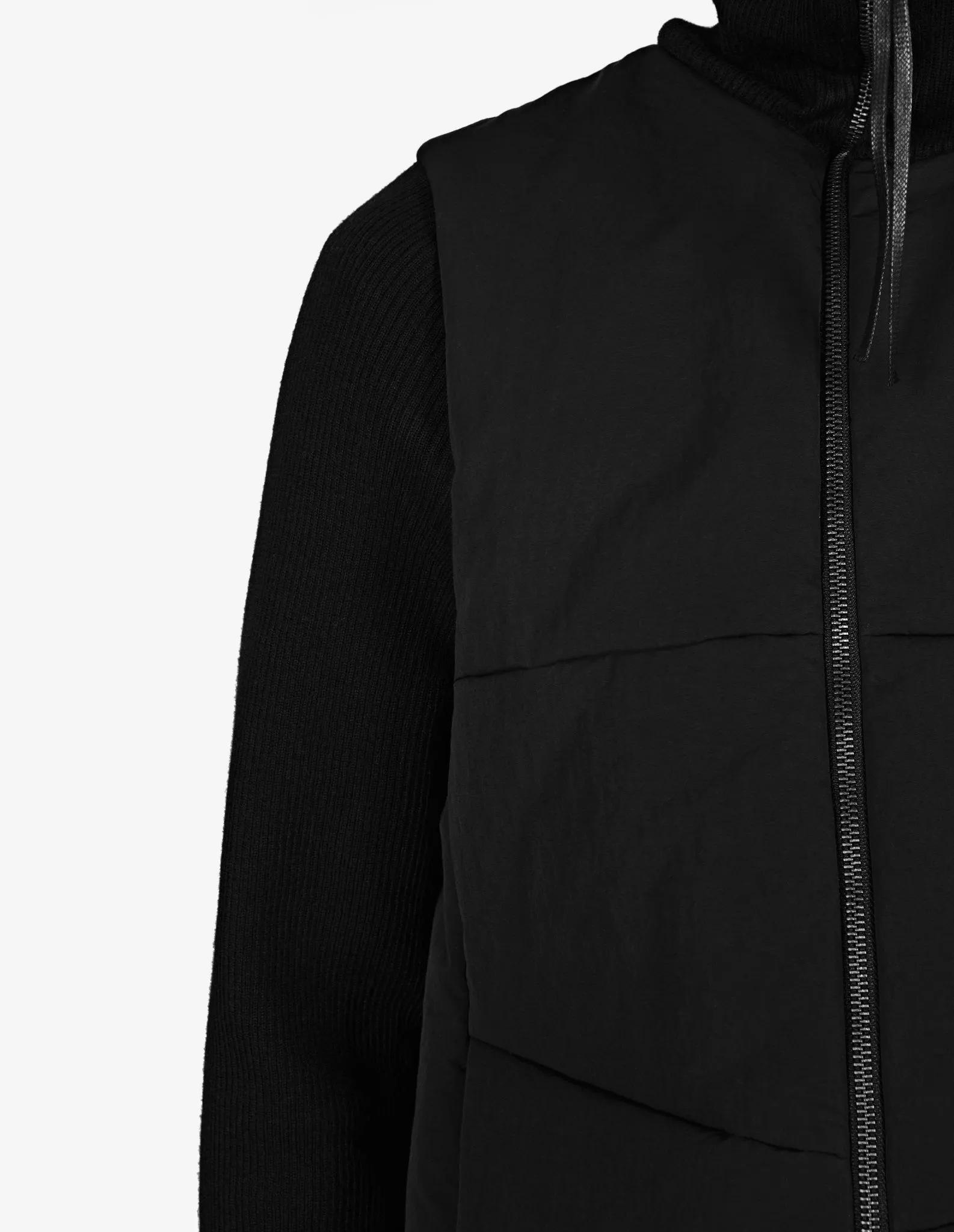 Jersey-Sleeve Puffer Jacket