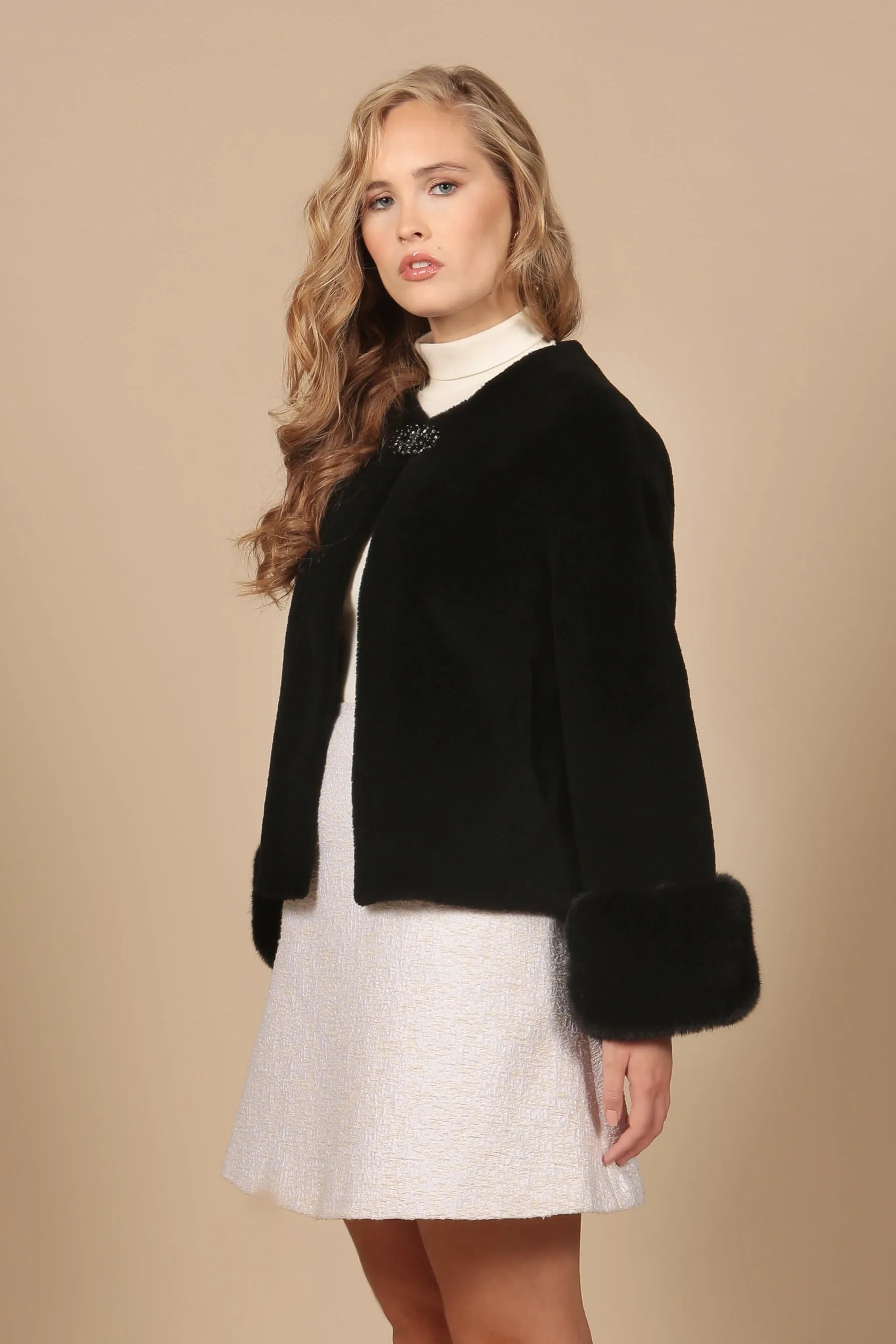 Last Chance 'Gilda' Wool Coat in Nero