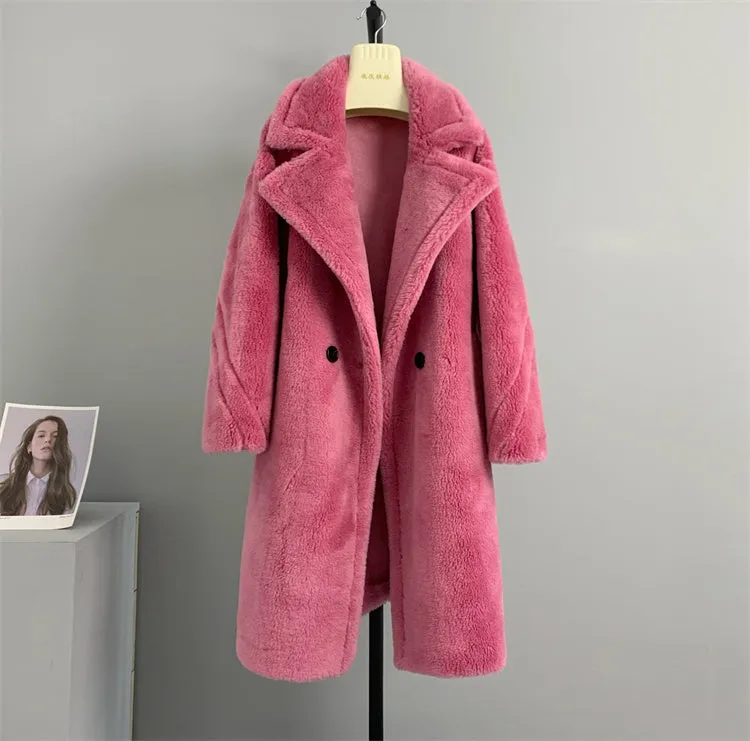 Luxury Teddy genuine wool sheepskin Luxury Coat - Stay Warm and Stylish in this Ethically Produced Fur Coat couple goals