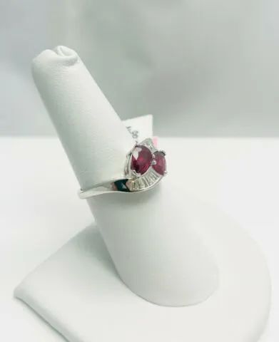 Magical Natural Ruby Diamond 14k White Gold Ring