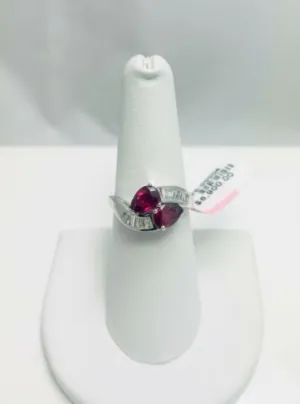 Magical Natural Ruby Diamond 14k White Gold Ring