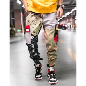 Men's Camo Detail Color Block Pants