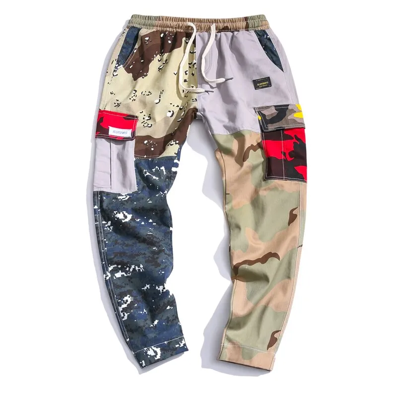 Men's Camo Detail Color Block Pants