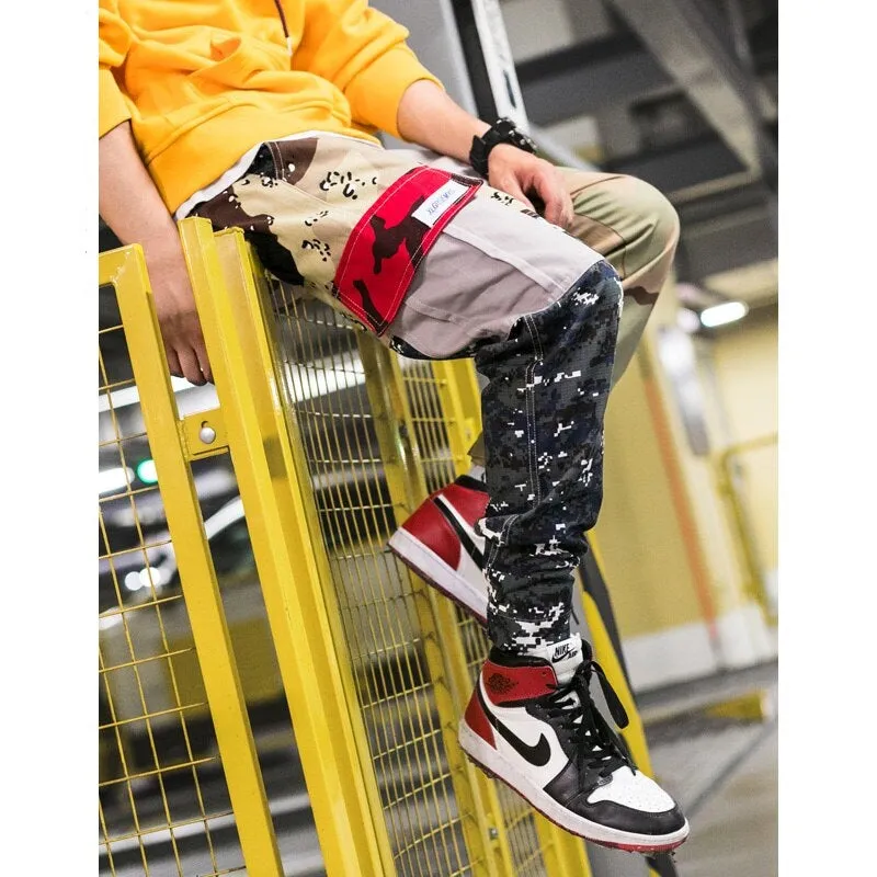 Men's Camo Detail Color Block Pants