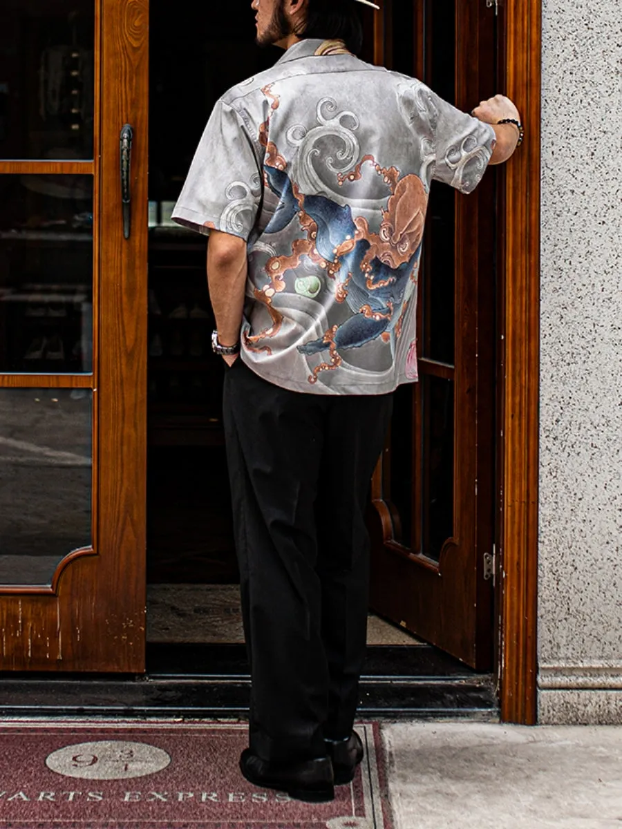 Men's Ukiyoe Print Hawaiian Shirt