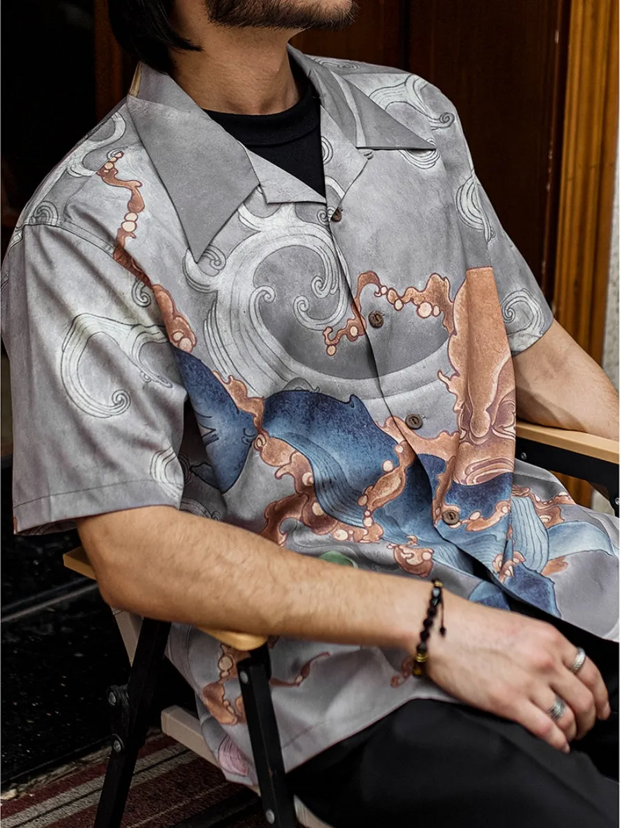 Men's Ukiyoe Print Hawaiian Shirt