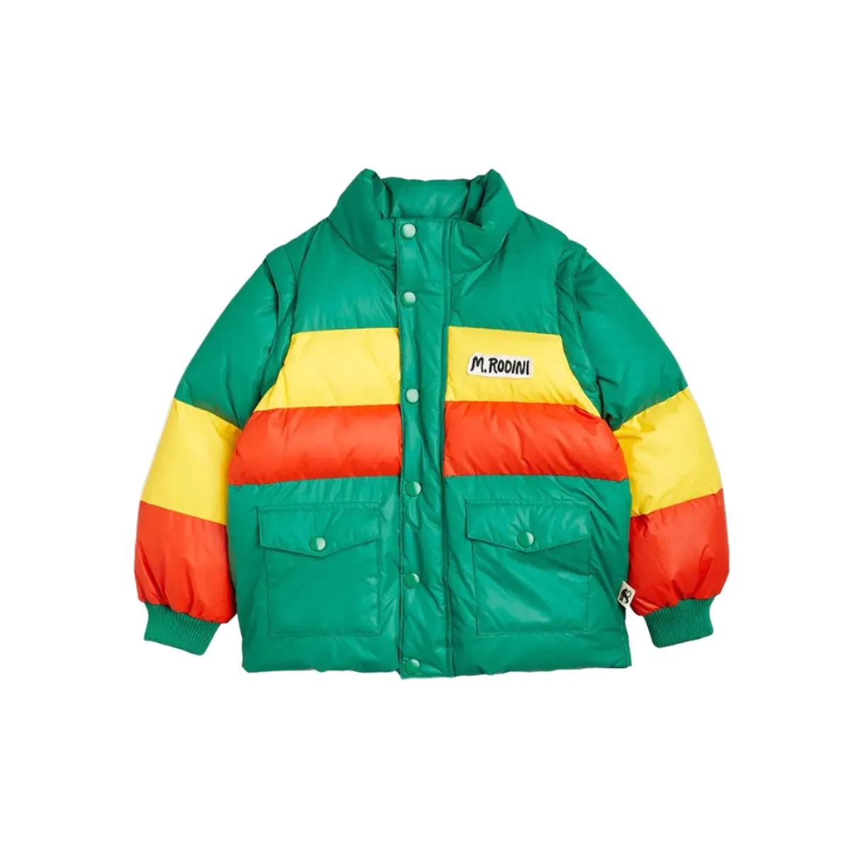 MINI RODINI - Zipper Sleeve Puffer Jacket Green