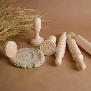 Mini Wooden Rolling Pins and Stamps for Crafts