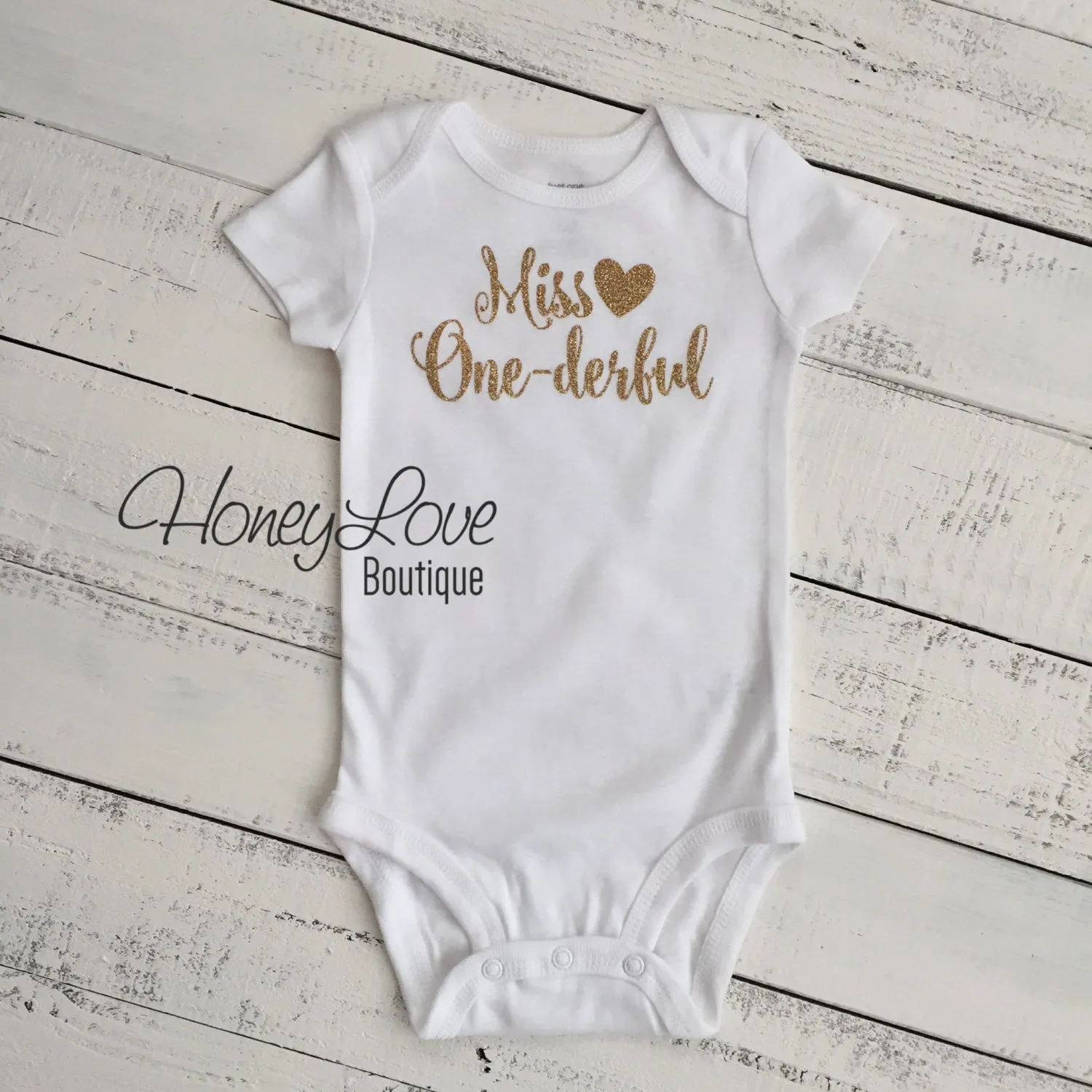 Miss One-derful - SILVER or GOLD glitter bodysuit