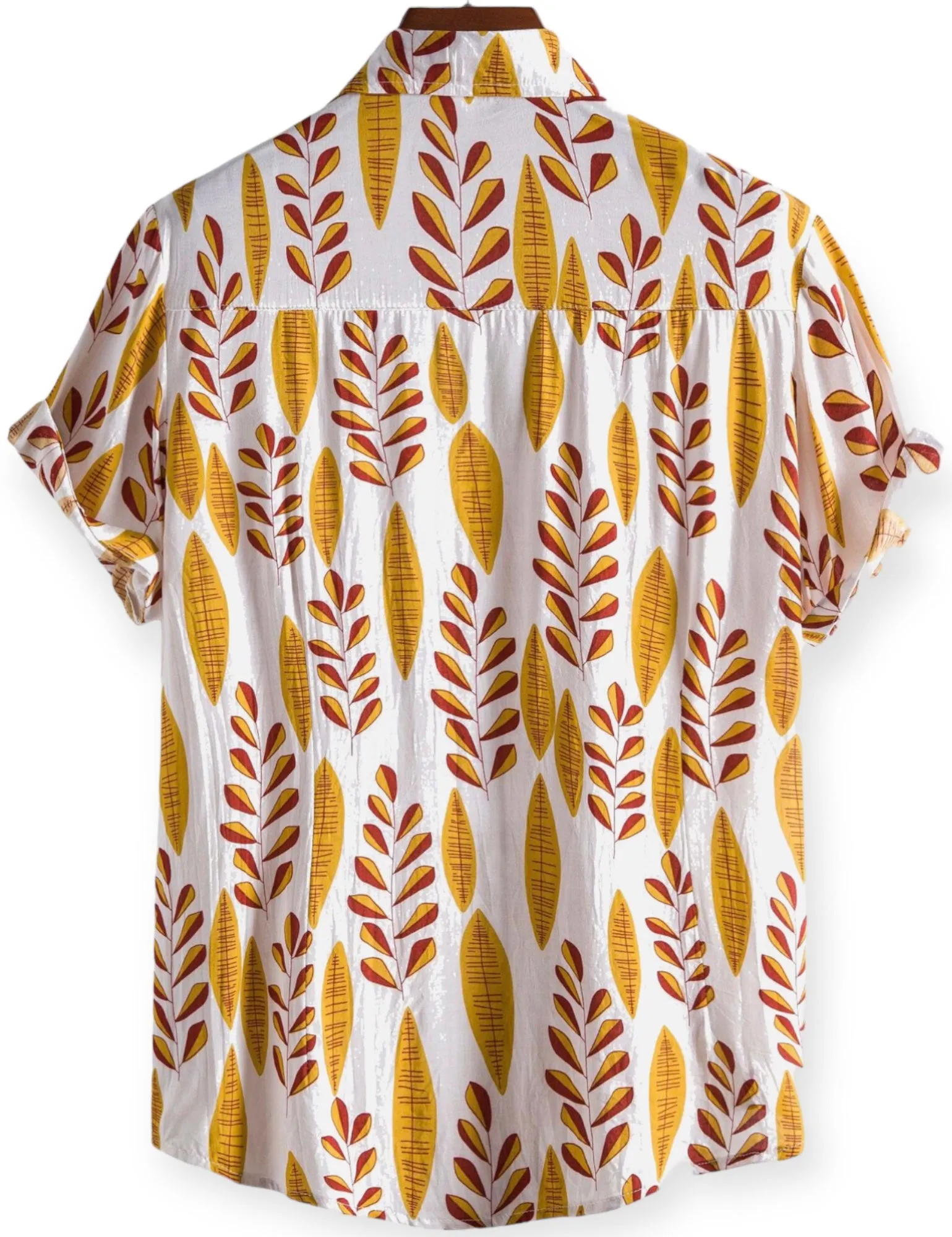 Monterey Gold Leaf Print Camp Shirt