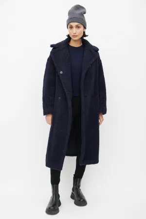 Navy Teddy Double Breasted Coat