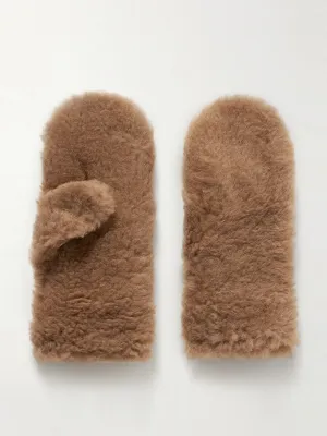 Ombrat2 leather-trimmed camel hair and silk-blend gloves