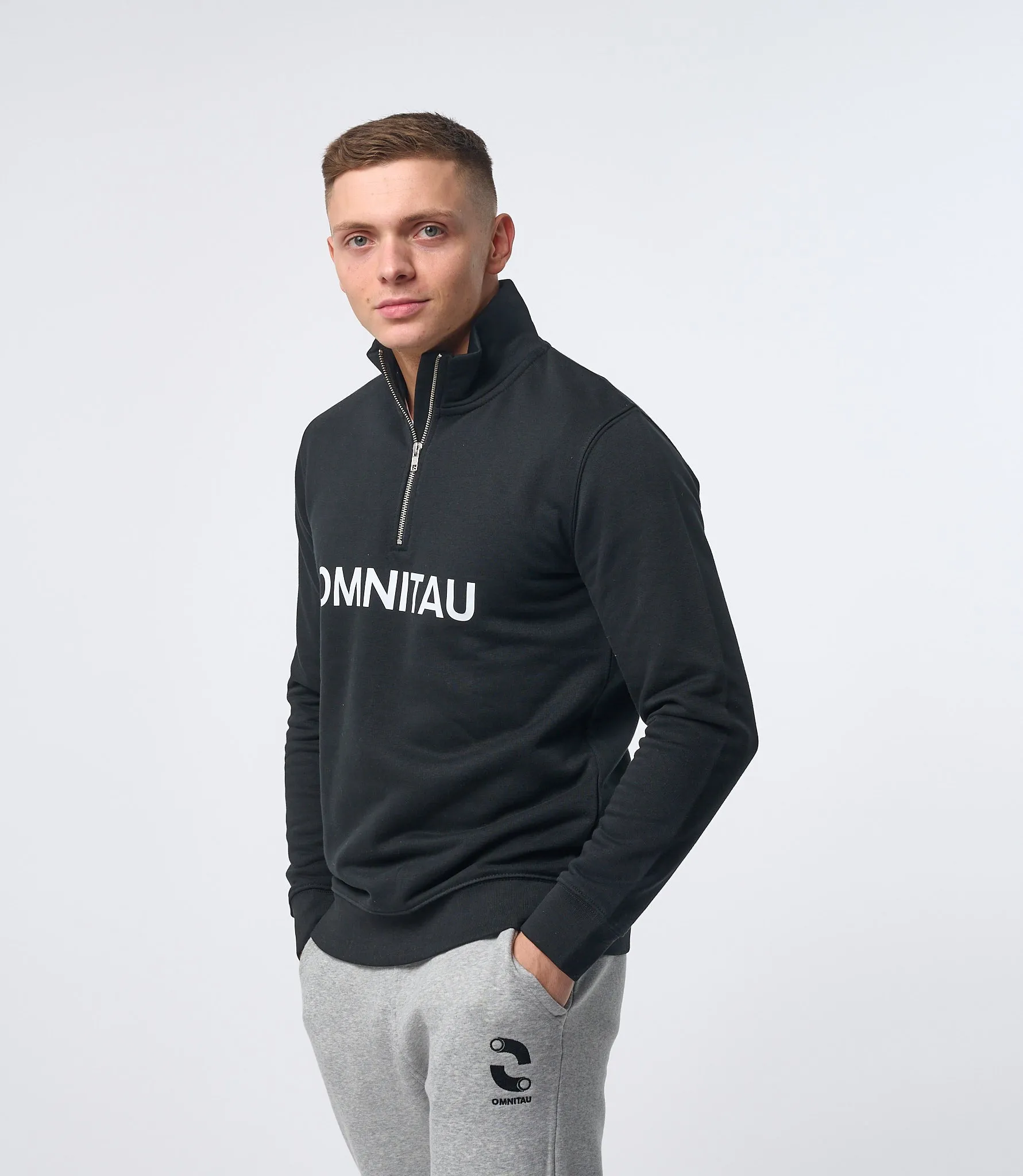 Omnitau Men's OmniX Organic Cotton Omni 1/4 Zip Mid Layer Fleece - Black