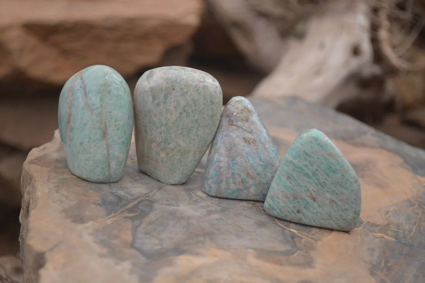 Polished Amazonite Free Forms x 35 From Zimbabwe