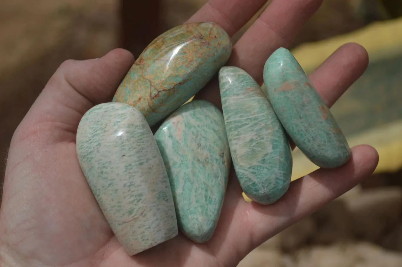 Polished Amazonite Free Forms x 35 From Zimbabwe