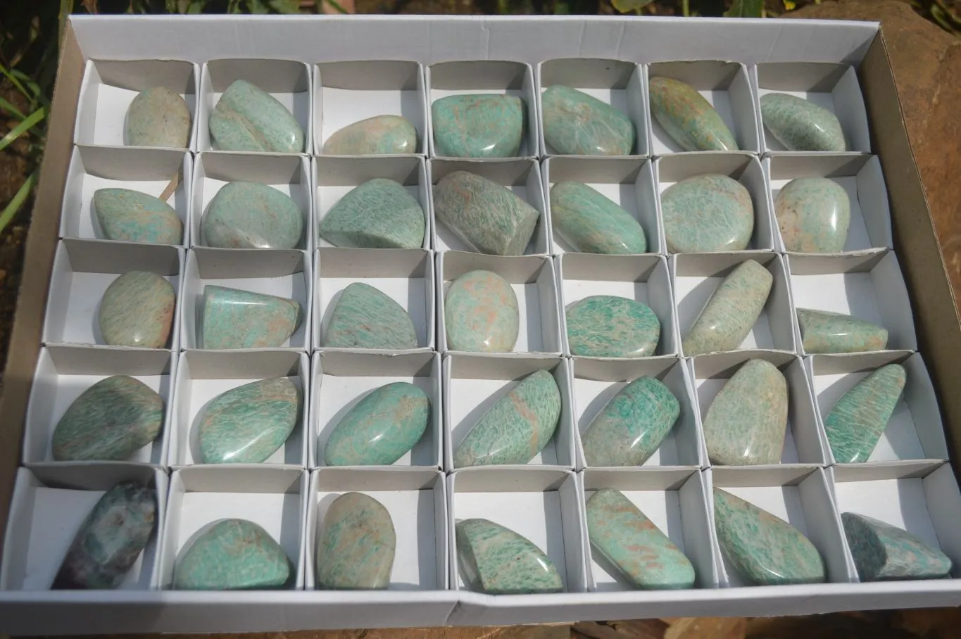 Polished Amazonite Free Forms x 35 From Zimbabwe