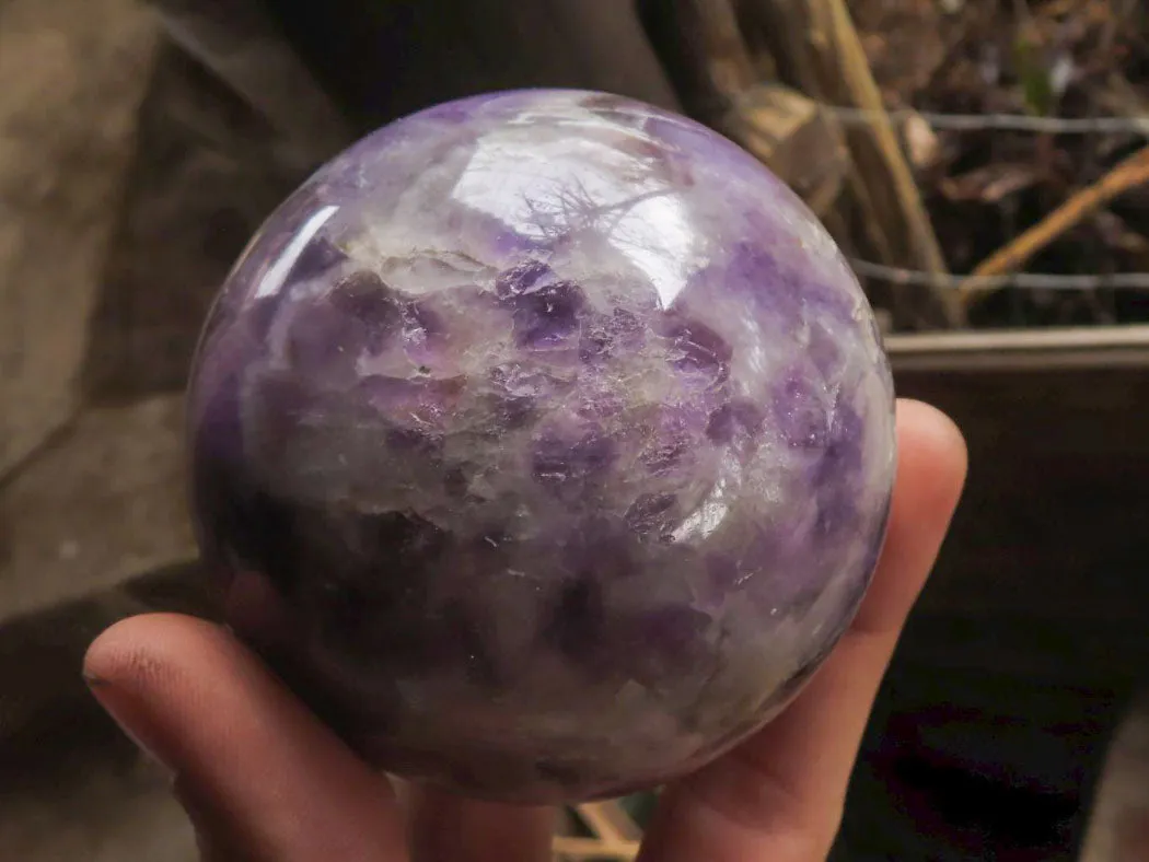 Polished Amethyst Spheres With Smokey-White Patterns x 2 From Madagascar