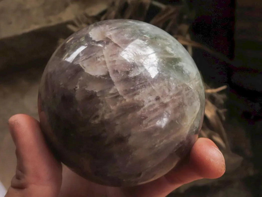 Polished Amethyst Spheres With Smokey-White Patterns x 2 From Madagascar