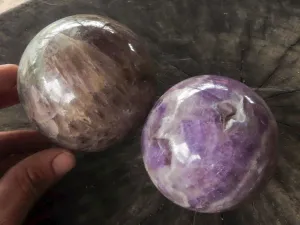 Polished Amethyst Spheres With Smokey-White Patterns x 2 From Madagascar