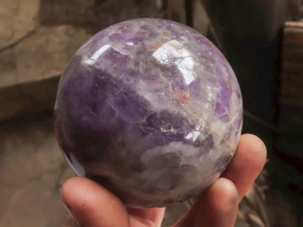 Polished Amethyst Spheres With Smokey-White Patterns x 2 From Madagascar