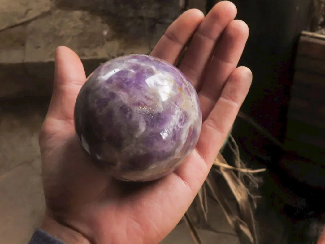 Polished Amethyst Spheres With Smokey-White Patterns x 2 From Madagascar