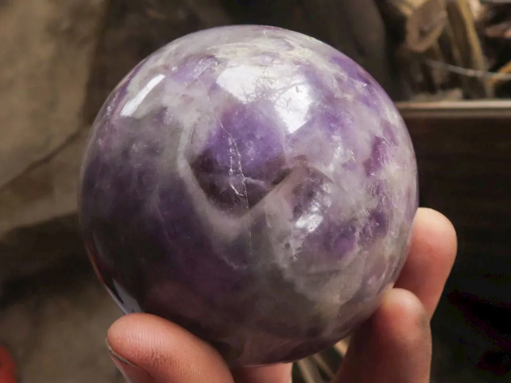 Polished Amethyst Spheres With Smokey-White Patterns x 2 From Madagascar