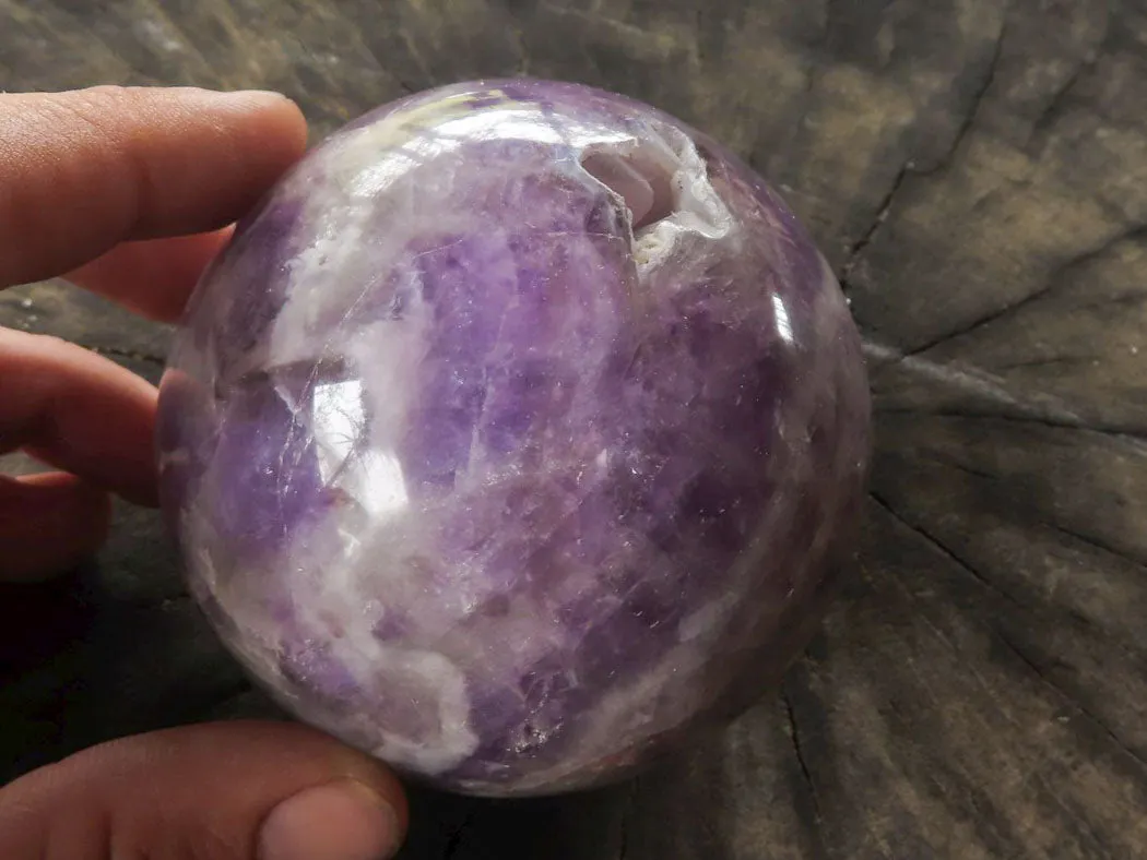 Polished Amethyst Spheres With Smokey-White Patterns x 2 From Madagascar