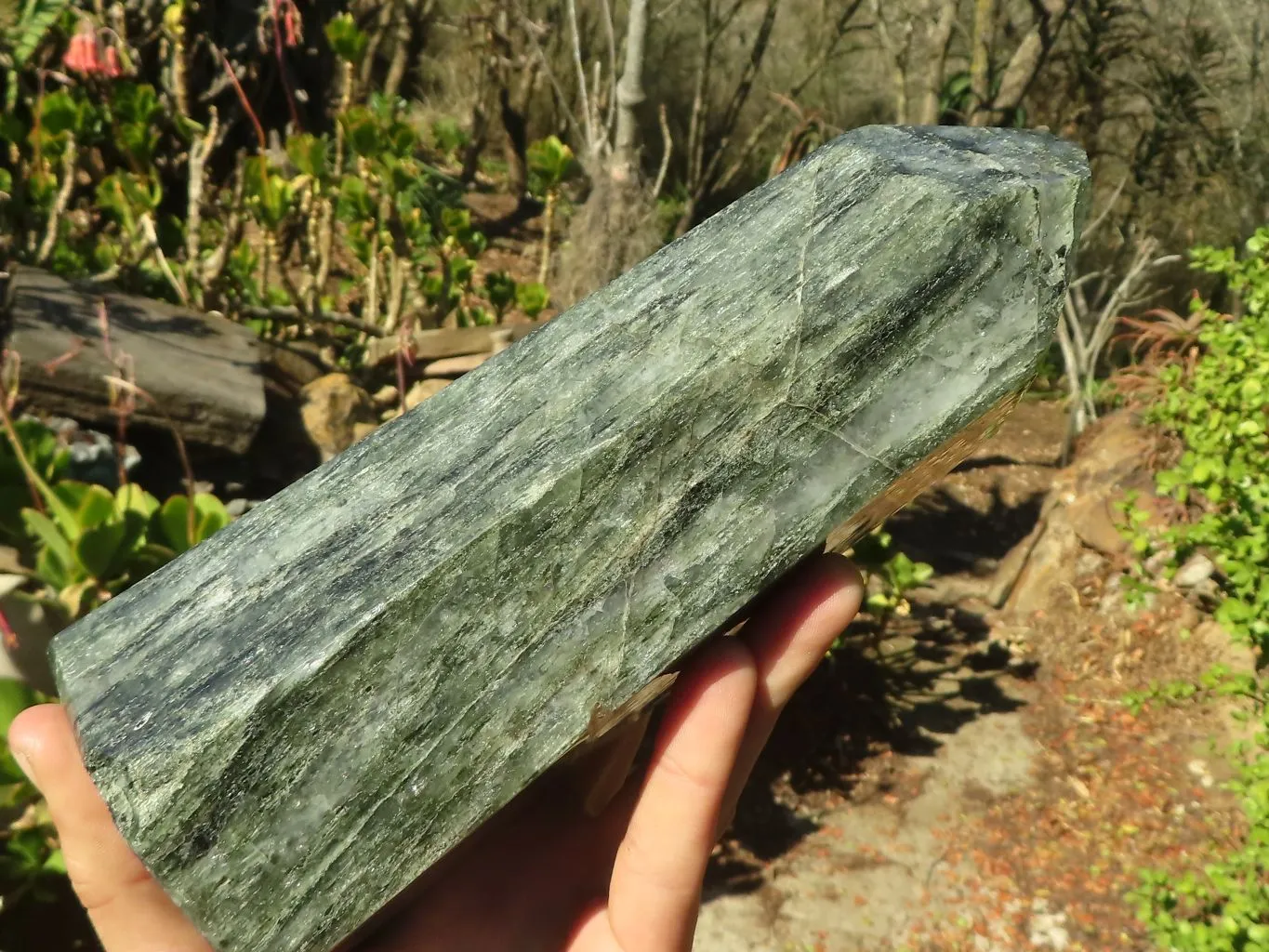 Polished Banded Green Fuchsite Quartz Point  x 1 From Madagascar