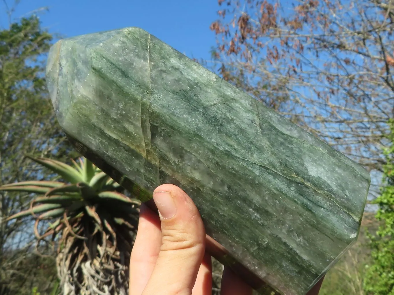 Polished Banded Green Fuchsite Quartz Point x 1 From Madagascar