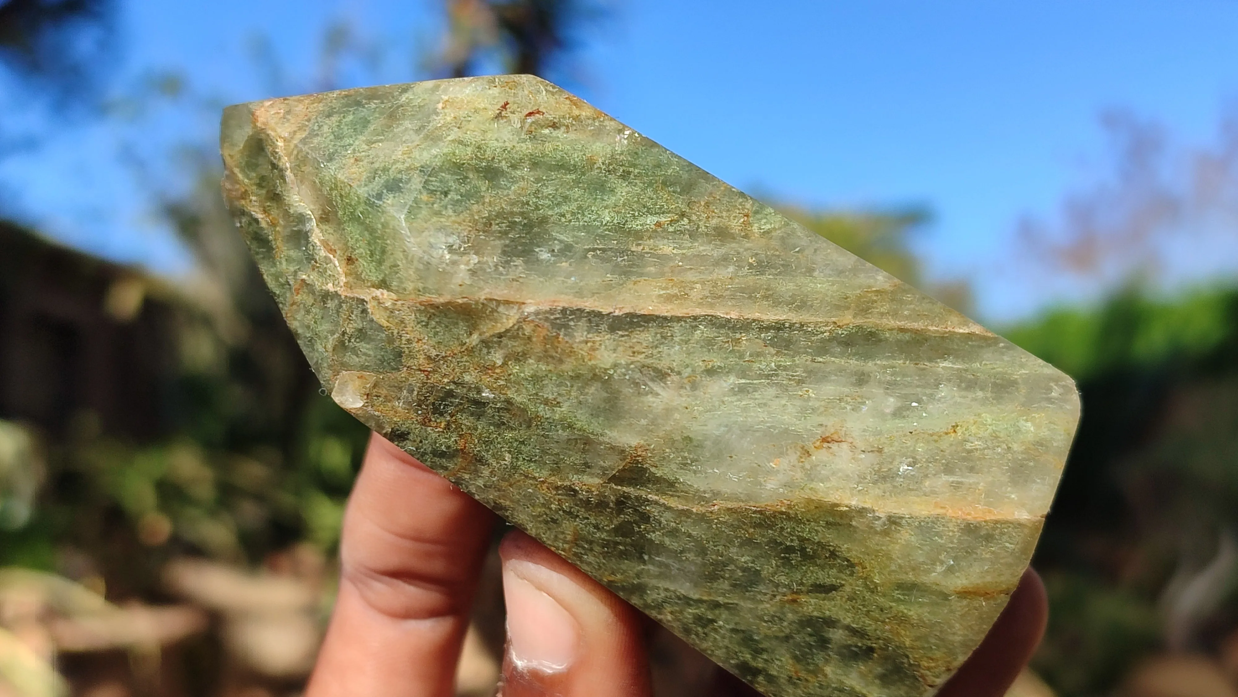 Polished Banded Green Fuchsite Quartz Points  x 6 From Madagascar