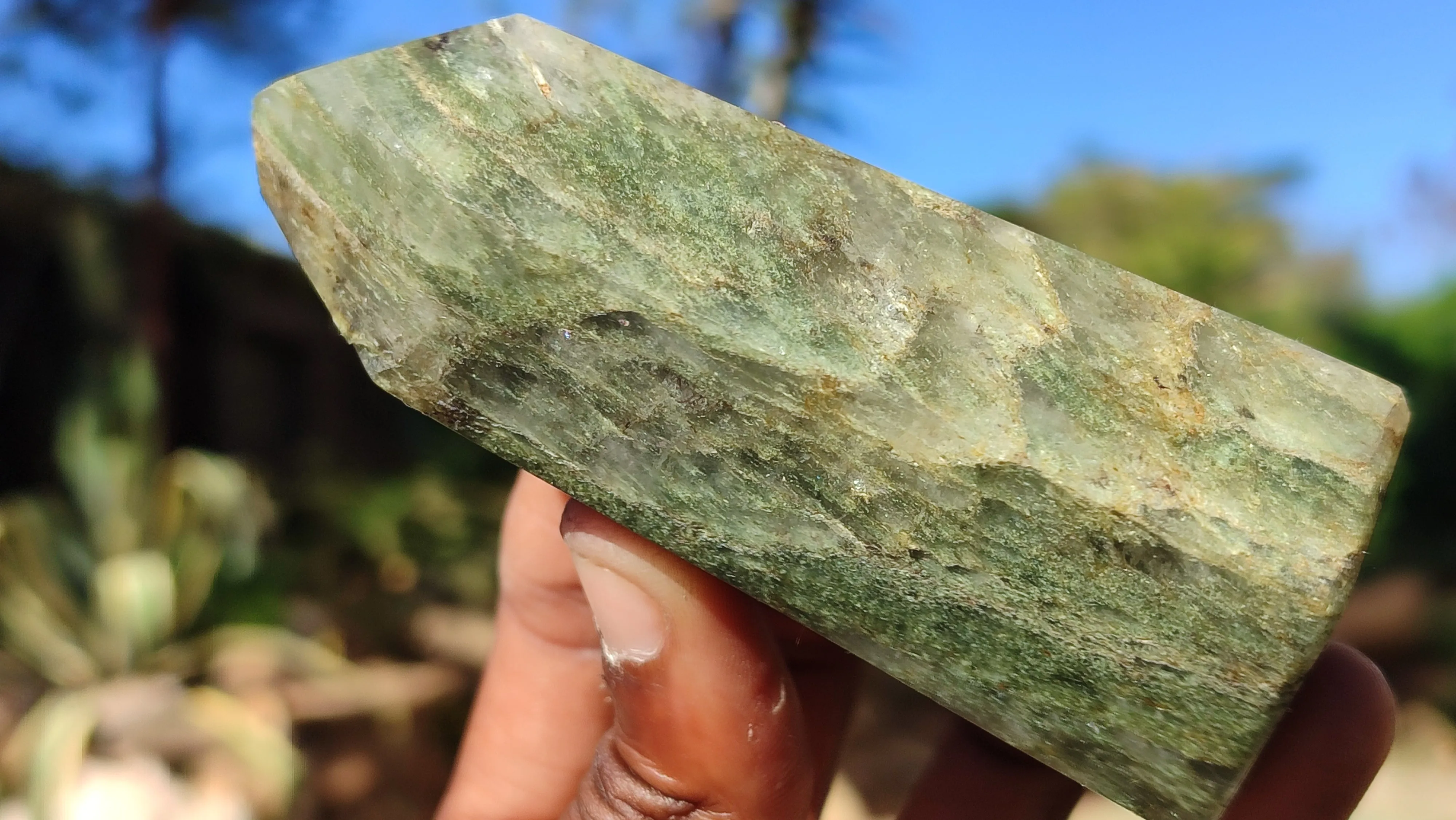 Polished Banded Green Fuchsite Quartz Points  x 6 From Madagascar