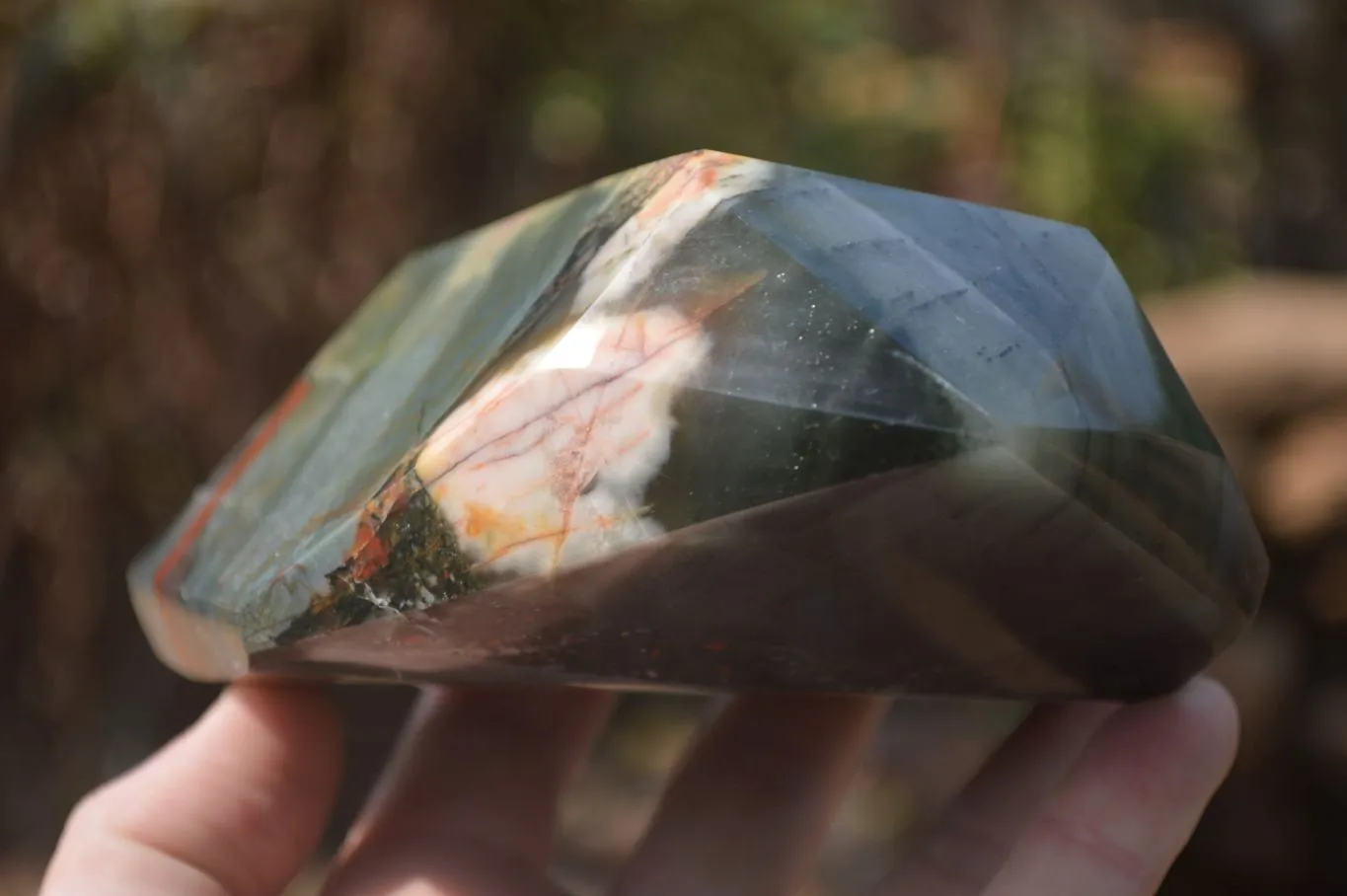 Polished Bloodstone With Pyrite Point x 1 From Swaziland